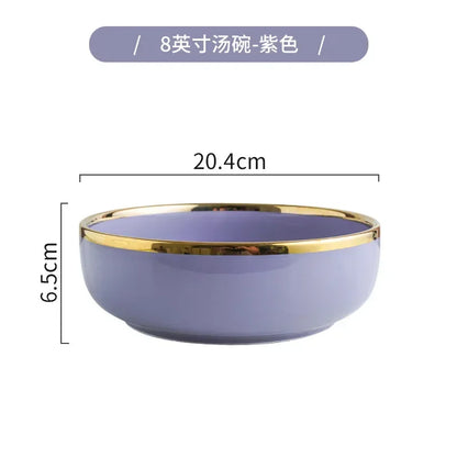 Purple Porcelain Plates Dinner Plates Dinnerware Set Luxury Food Dinner Dishes Salad Soup Bowl Ceramic Dessert Cake Plate