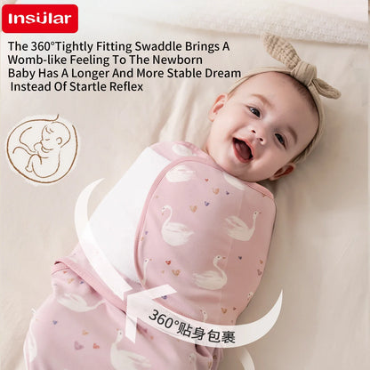 INSULAR Baby Cotton Swaddling Cloth With Caps Envelope Type Newborn Cartoon Envelope Anti-Startle Adjustable Bedding Item