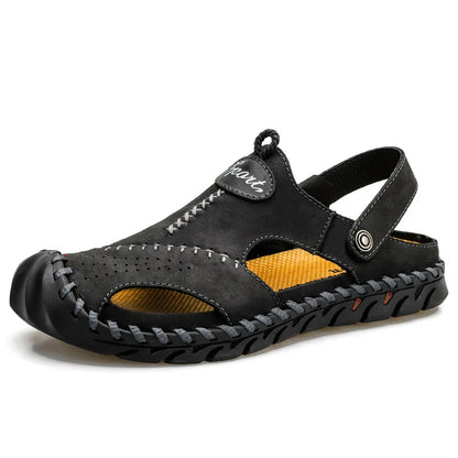 Genuine Leather Men's Sandals Soft Comfor Slippers Men Summer Outdoor Beach Shoes designer High Quality Men sandalias Plus Size