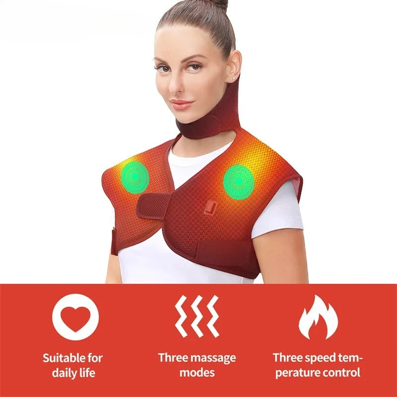 Electric Heated Vest Massage Shawl - 3-Level Heat Timer - Shoulder Back Muscle Relax Joint Comfort Winter Warmth Elderly Care