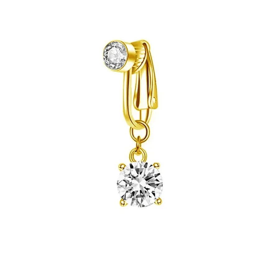 Clip On Belly Button Ring Butterfly Copper Zircon Pink Fake Belly Piercing Umbilical Navel Body Jewelry Trendy Fashion Style
