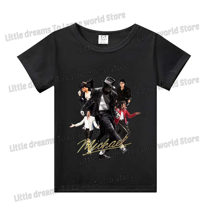 Michael Jackson T-shirt Children Clothing Singer Printed Cotton Tops Boy Girl MJ Summer Tee Shirts Casual Clothes Birthday Gift