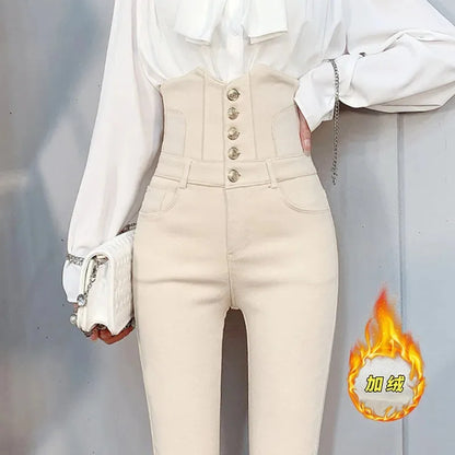 Korean Elastic Tight Waist Pants Pencil Denim Pants Women Fashion Temperament 2022 Spring And Summer New Feet Jeans Female