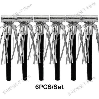 Party Noise Makers Gold Silver Fringed Glitter Whistles Blowers Horns for Birthday Party Scares Baby Shower Graduation New year