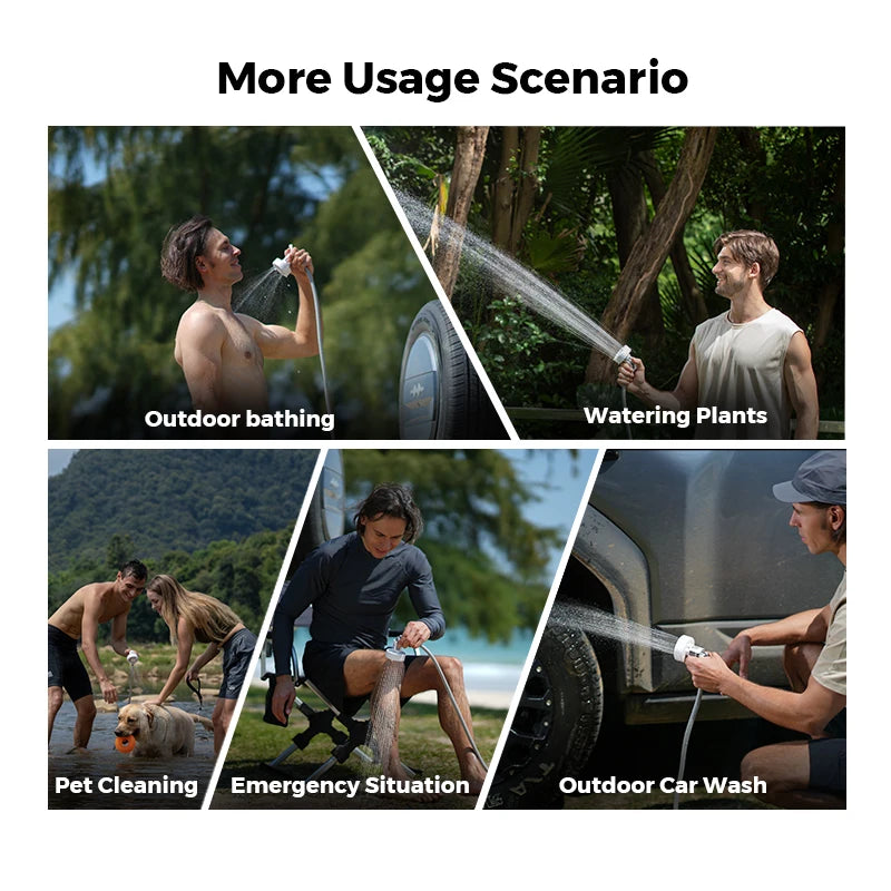 FLEXTAIL Outdoor Camping Shower Portable Without Box Electric Shower Pump IPX7 Waterproof for Outdoor Shower, Car Wash, Dishwash