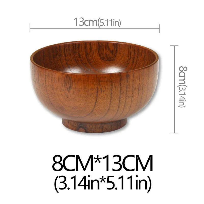 Sour Jujube Wood Old Lacquer Household Bowl Japanese Style Wooden Soup Rice Bowls Tableware For Kids Children Adults