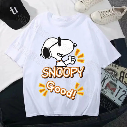Snoopys Men Women Summer Clothes Adult Cotton Shirts Cartoon Anime Graphic Print Tops Cool Comfortable Shirt Birthday Party Gift