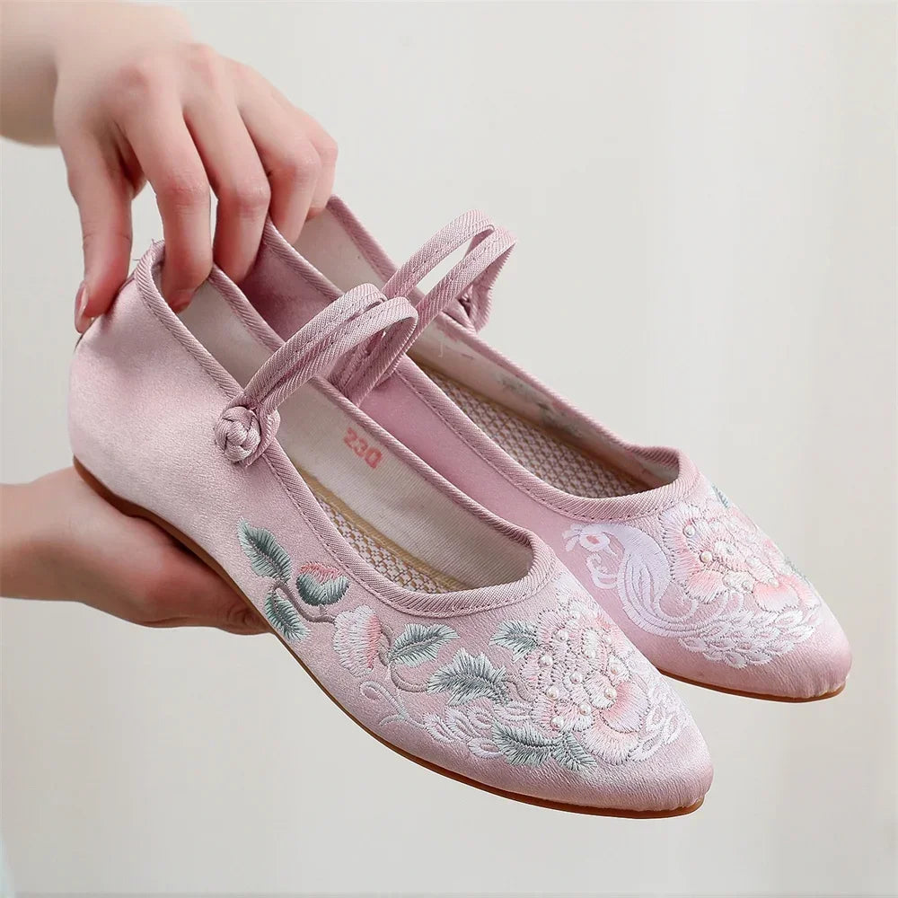 Fashion Ethnic Chinese Style Women Shoes Hanfu Single Canvas Zapatos Elegant Casual Vintage Woman Embroidered Cloth Shoes