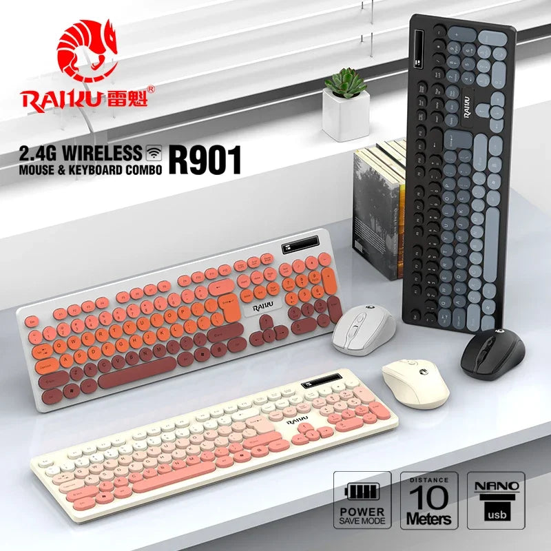 R901 Wireless Keyboard and Mouse Set 2.4GHz Wireless Keyboard with Silent Mouse Set Laptop Keyboard and Mouse Set