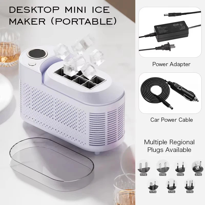 Portable Outdoor Camping Car 8 Grids DV12V Desktop Ice Maker Machine Electric Power RV Quick Freezing Bottled Water Maker