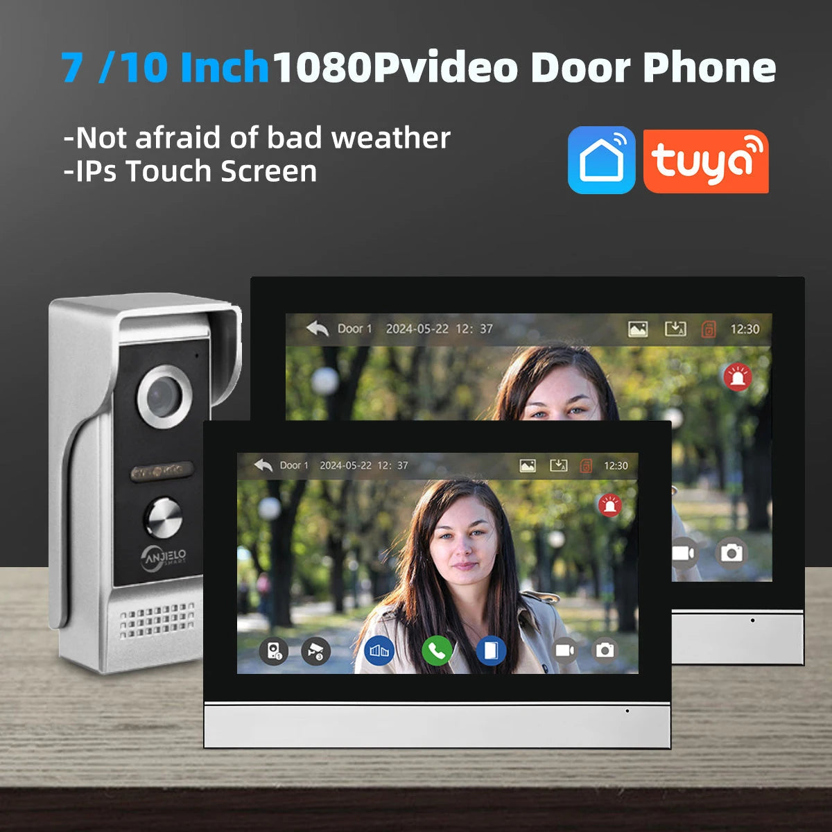 Tuya 1080P 7/10 inch Color Touch Screen WiFi Doorbell Intelligent APP Intercom Kit with Mobile Detection 128G Image Storage