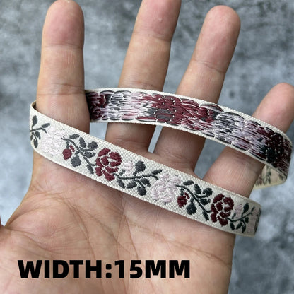 5 Yards 1~3CM Geometric Flower Designs Are Selling Well Embroidered Jacquard Ribbon Decorative Clothing Dog Chain Curtains