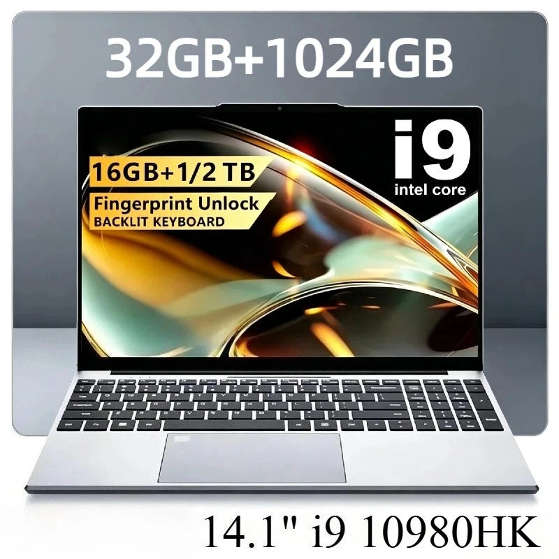 Intel Core i9 10980HK 14.1 Inch Pro Laptop 8C 16T 2.4 5.3GHz 16MB 45W 32GB  2TB M.2 SSD Gaming Notebook Office Pro Max HD