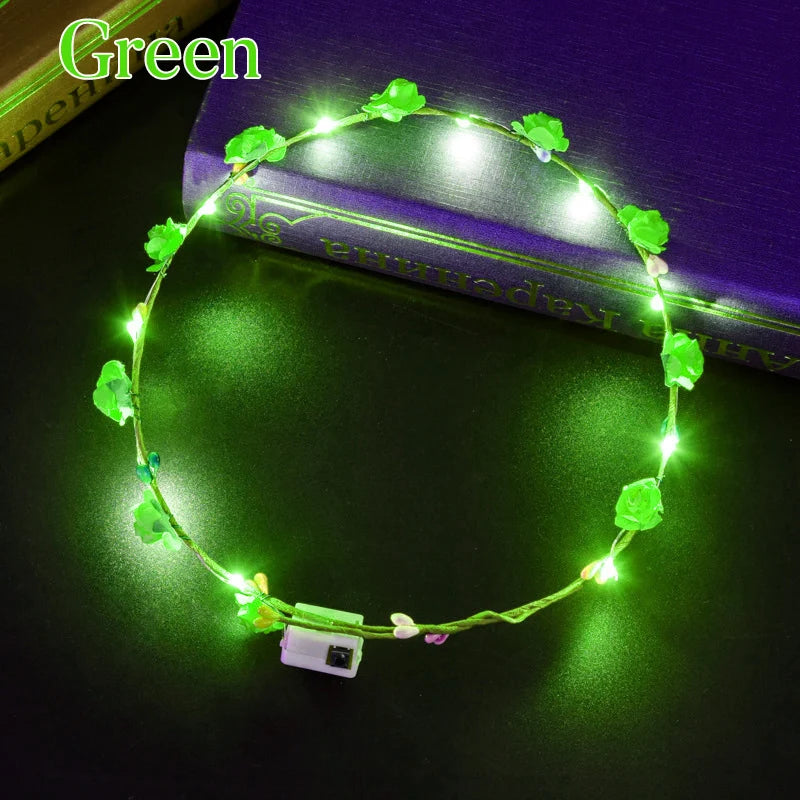 10-300pcs LED Flower Crowns Light Up Headbands Glowing Flower Crown Garland Glow in the Dark Headband for Wedding Party