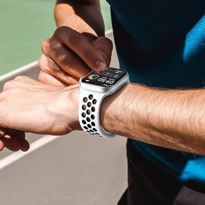 Silicone Strap For Apple Watch 11 10 9 8 7 46mm 45mm 42mm 41mm Ultra 3/2 49mm Breathable Bracelet Wristband iWatch 6 5 4 SE 44mm