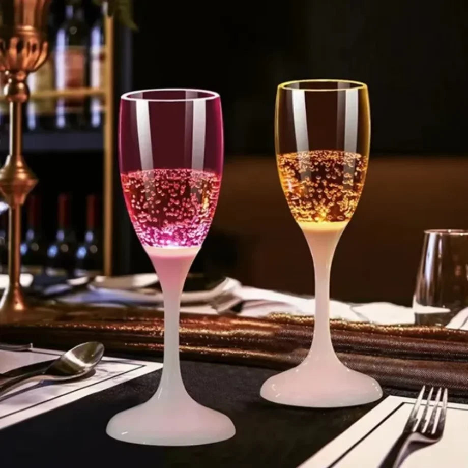 Colorful Flash Plastic Wine Cup 120ml LED Glowing Champagne Liquid Goblet, Wedding Banquet Bar Nightclub Party Supplies