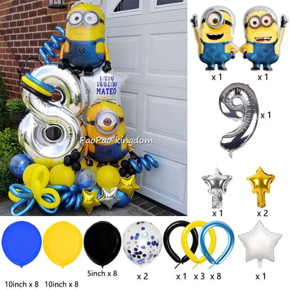 Yellow Banana Man Theme Foil Balloons Set Latex Balloon Kids Birthday Party Decoration Number Balloon Toys Gifts