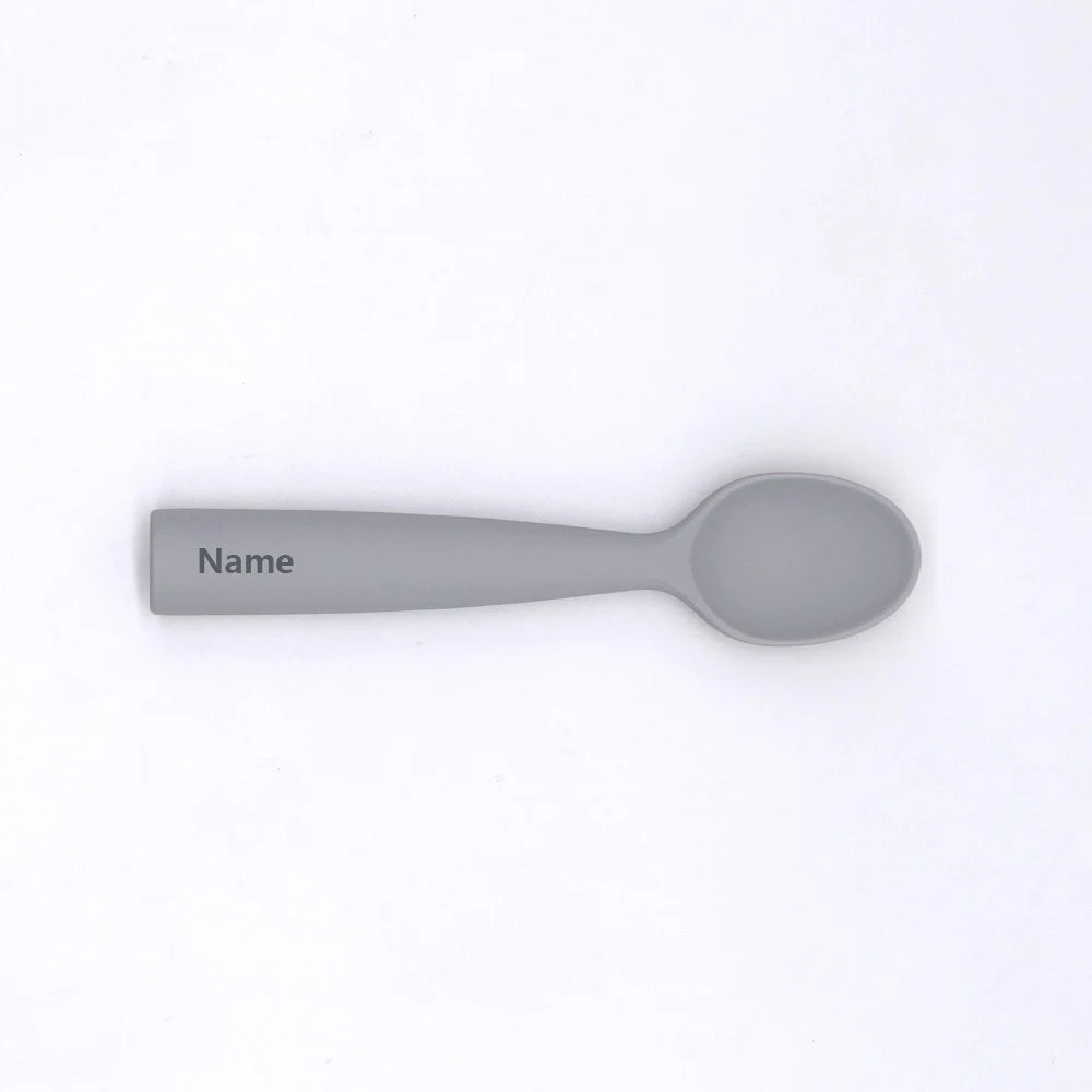 Silicone Spoon Personalized Custom Name Silicone Material Soft Spoon Baby Practice Use Suitable