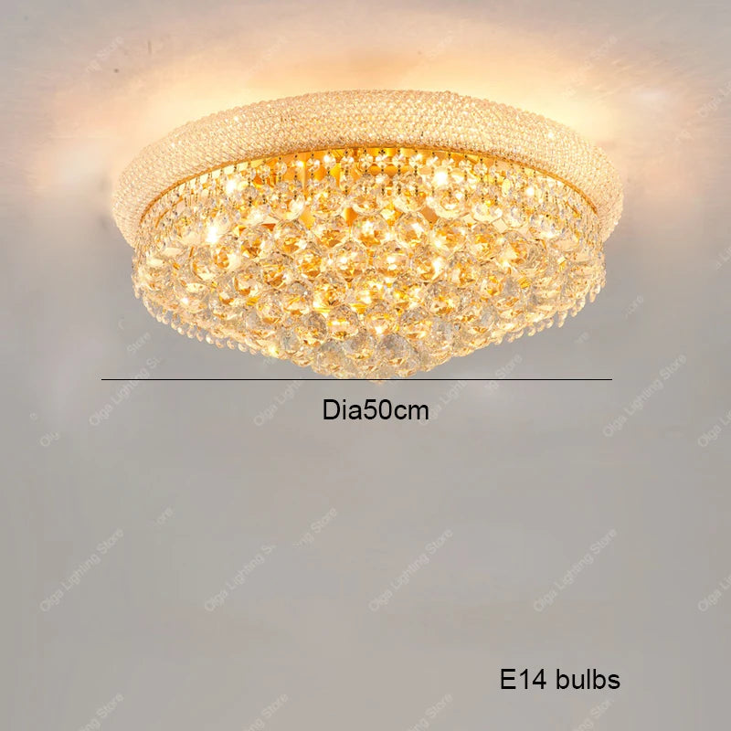Gold Luxury Crystal Chandelier Lights 3000K 4000K Dimmable Chandeliers, Home Decor Hanging Lamps for Villa Duplex High-ceiling