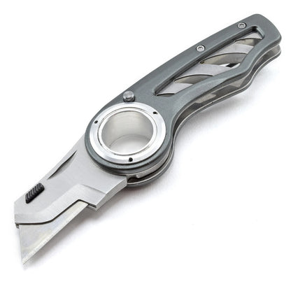 Folding Utility Knife – Heavy-Duty Box Cutter with Aluminum Body, Quick-Change Blades Anti-Slip Finger Loop Grip
