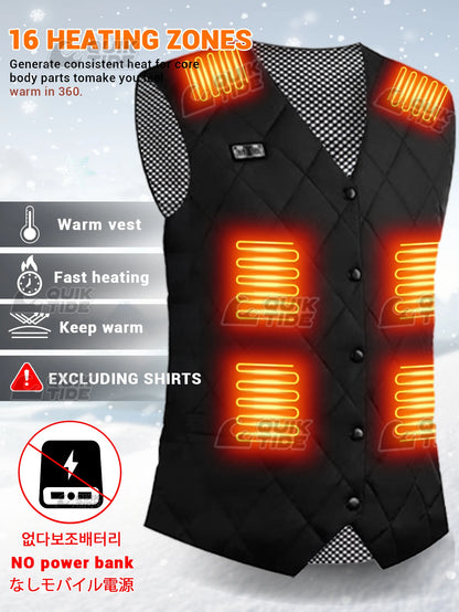 Intelligent Heating Vest, 16-Heating Zones, 2-Switches, 3-Speed Adjustable, Suitable For Outdoor Activities, Indoor Work, Hiking