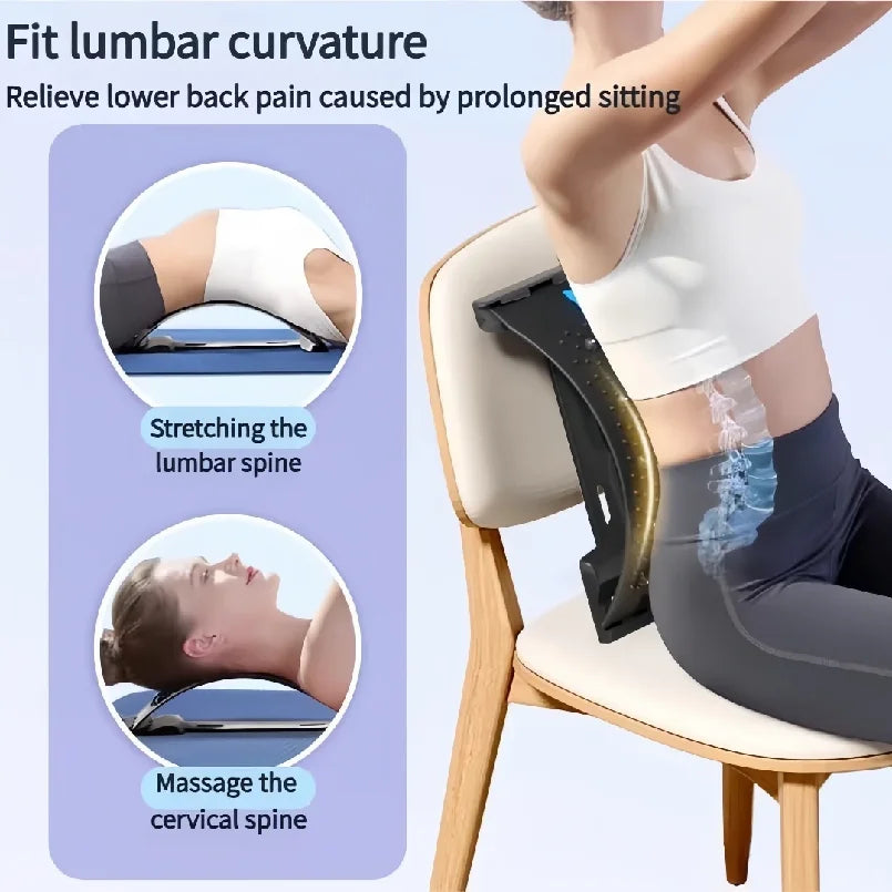 Back Support Back Stretching Device,Back Massager for Bed Chair Car,Multi-Level Lumbar Support Stretcher Spinal Muscle Pain Reli