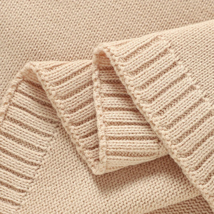 90*70cm Baby Receive Blankets Knitted Comfort Portable All Seasons Newborn Boys Girls Monthly Swaddle Wrap Cuddle Quilt Cellular
