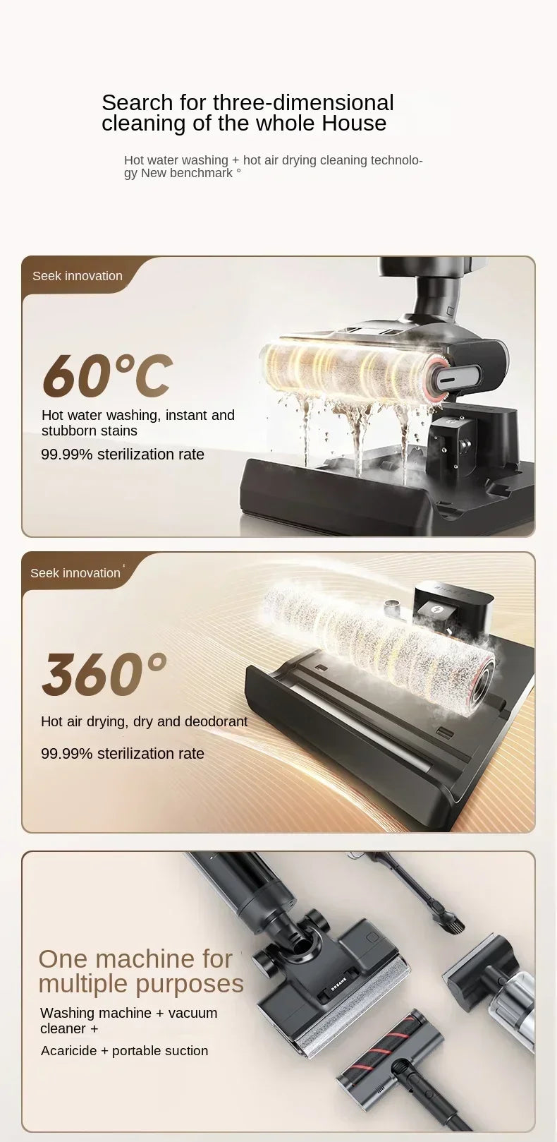 DREAME H20Mix Floor Washing Machine Cleaning, Mopping and Vacuuming Machine Household Appliances Hot Air Quick Drying