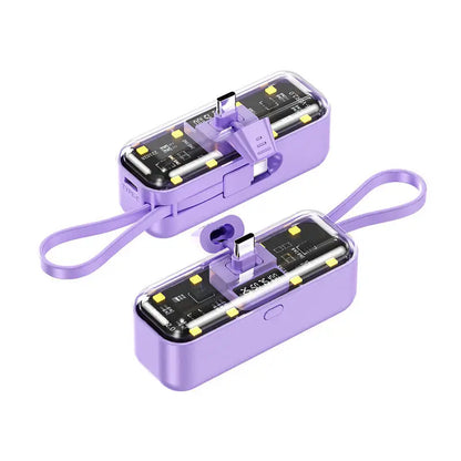 Mini 5000mAh Power Bank, 22.5W Fast-Charging Phone Charger, Built-In Charging Plug And Output Cable, LCD Smart Display, Plug Compatible With IPhone 14/13/12/11/10