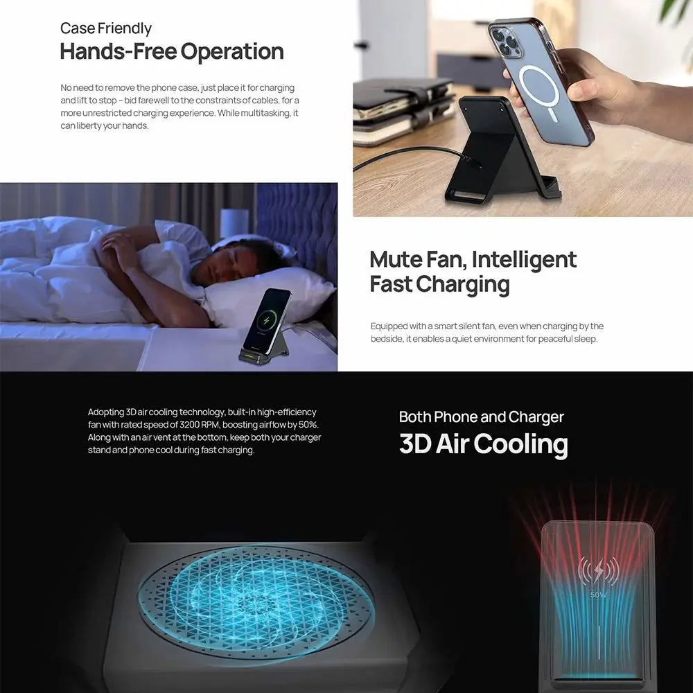 Ulefone WCS01 50W Air-cooled Wireless Charger Stand Ulefone Wireless Charging Phone Holder