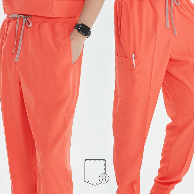 Women's Nurse Scrub Set | V-Neck Top & Jogger Pants, Stretch Jersey | Medical Workwear