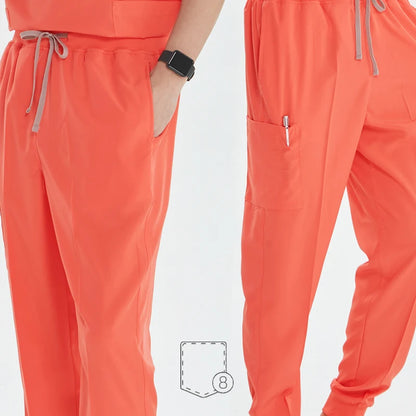Women's Nurse Scrub Set | V-Neck Top & Jogger Pants, Stretch Jersey | Medical Workwear