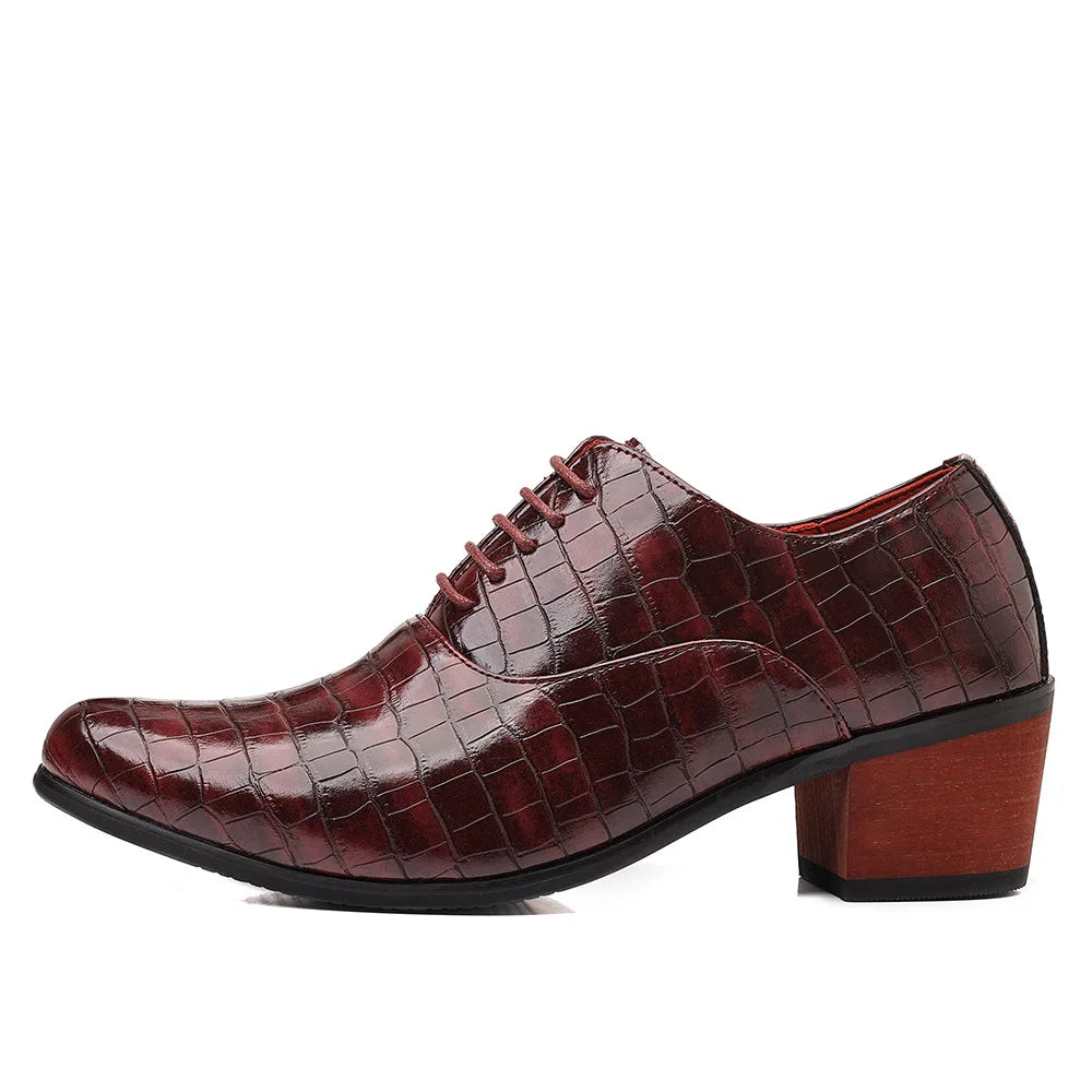 Luxury Red Men’s Dress Shoes Elegant High-Heeled Leather Shoes For Men Pointed-toe Comfortable Formal Shoes Man Oxfords Shoes