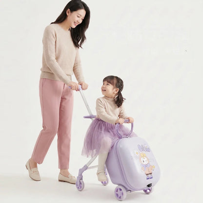 2026 New Children's Ride-On Suitcase with Sparkling Wheel 20 inch Carry-On Suitcase 2 in 1 Removable Handle Travel Luggage