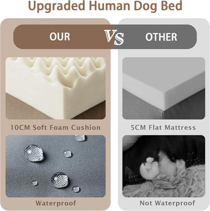 Human Dog Bed, 71''x45''x12'' Size Fits Adult and Pet Washable Giant People Bed 10 CM Thick Memory Foam Large Oversize, Custom