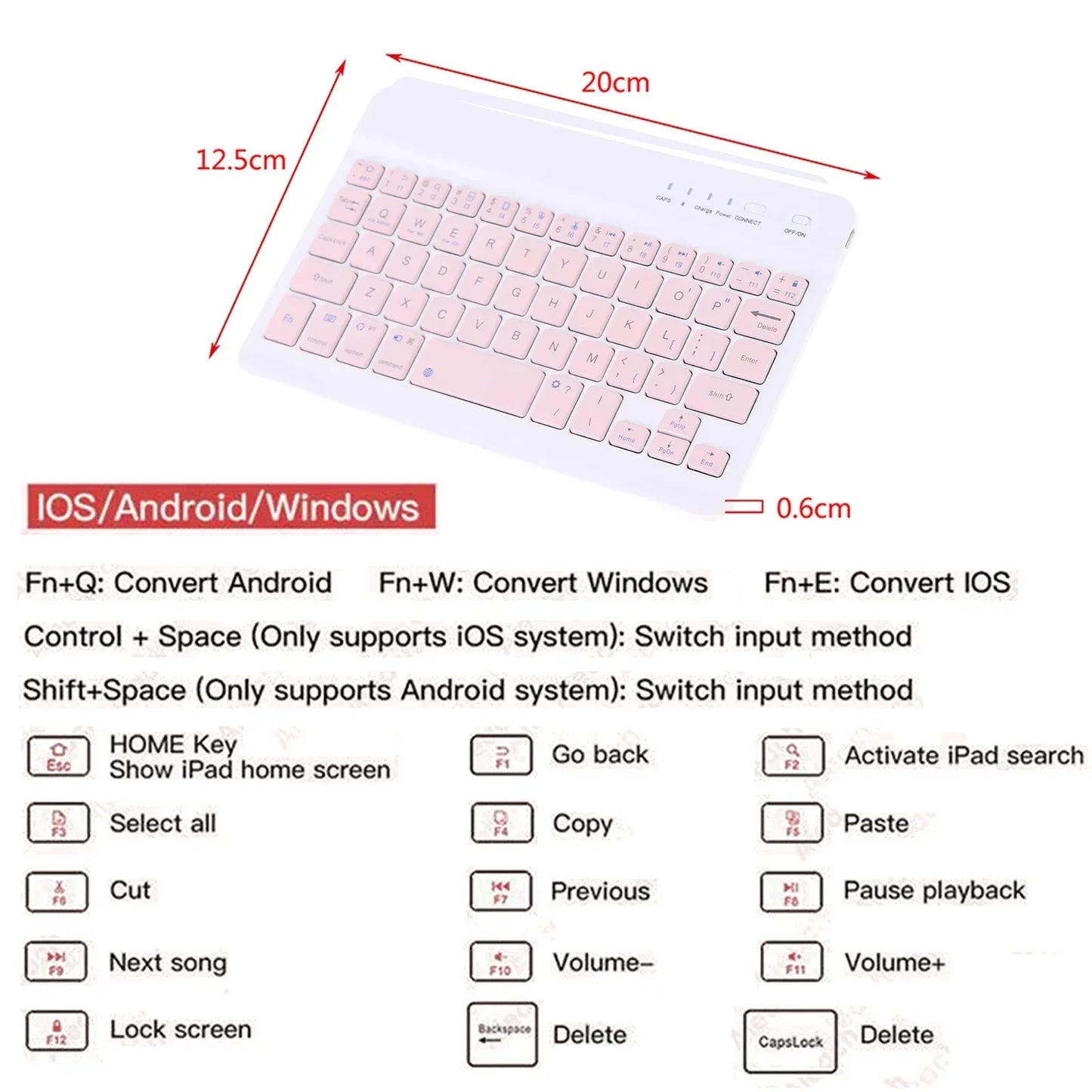 NEW Wireless Keyboard Mobile Phone Tablet Computer Bluetooth Keyboard Mouse 1Set