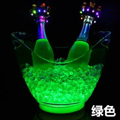 Unbreakable LED Ice Bucket Light Up Beverage Cooler for Wine Champagne and Cocktails at Bars and Nightclubs 2L 5L PS ABS