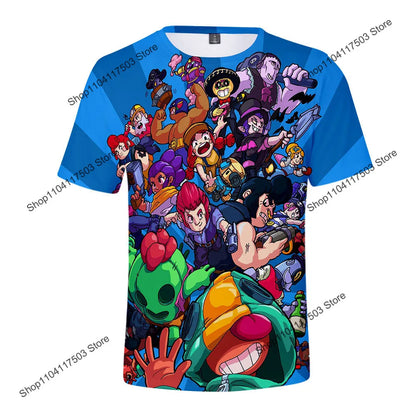 Kids' Game Character Graphic T-Shirt | Short Sleeves & Crew Neck | Casual Wear & Streetwear