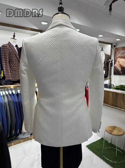 24H Ship High Quality Wedding Suit Set for Groom 3 Pieces Men's Fashion Suits One Button Shawl Neck Blazer Jacket Vest Pants