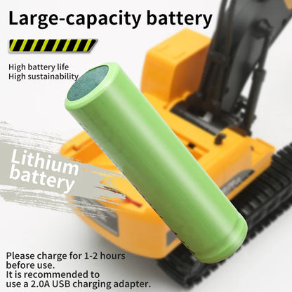 1:14 Remote Control Excavator, 6 Channels, 360° Rotation, Rechargeable Lithium Battery, Alloy Bucket, Durable Tracks, Kids Toy