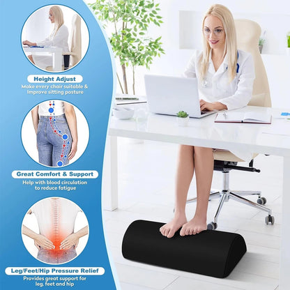 Foot Rest for Under Desk, Soft Foam Office Accessory with Washable Cover, Foot Stool for Car Home Office, Relieves Leg & Ankle