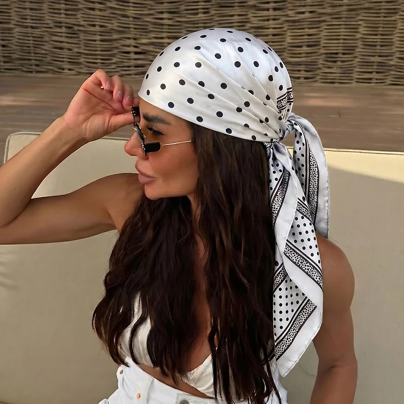 2026 Dot Print Square Scarf For Women Silk Shawl Neckerchief Female Hair Bands Head Wraps Headband Foulard Satin Hijab Bandana