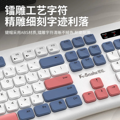 Ks Bluetooth Keyboard and Mouse Combo，Full Size Wireless Dual-Mode Connection，Low-Noise Keys for Desktop/Laptop