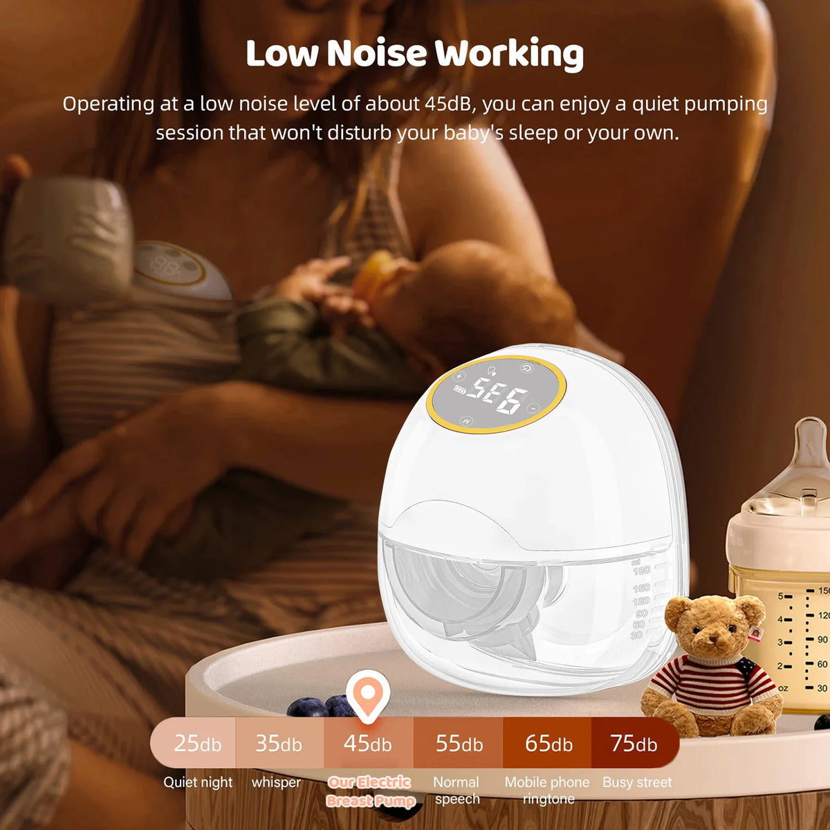 1PCS Portable Electric Wearable Breast Pump Hands-Free Automatic Milk Collection for Home And Travel