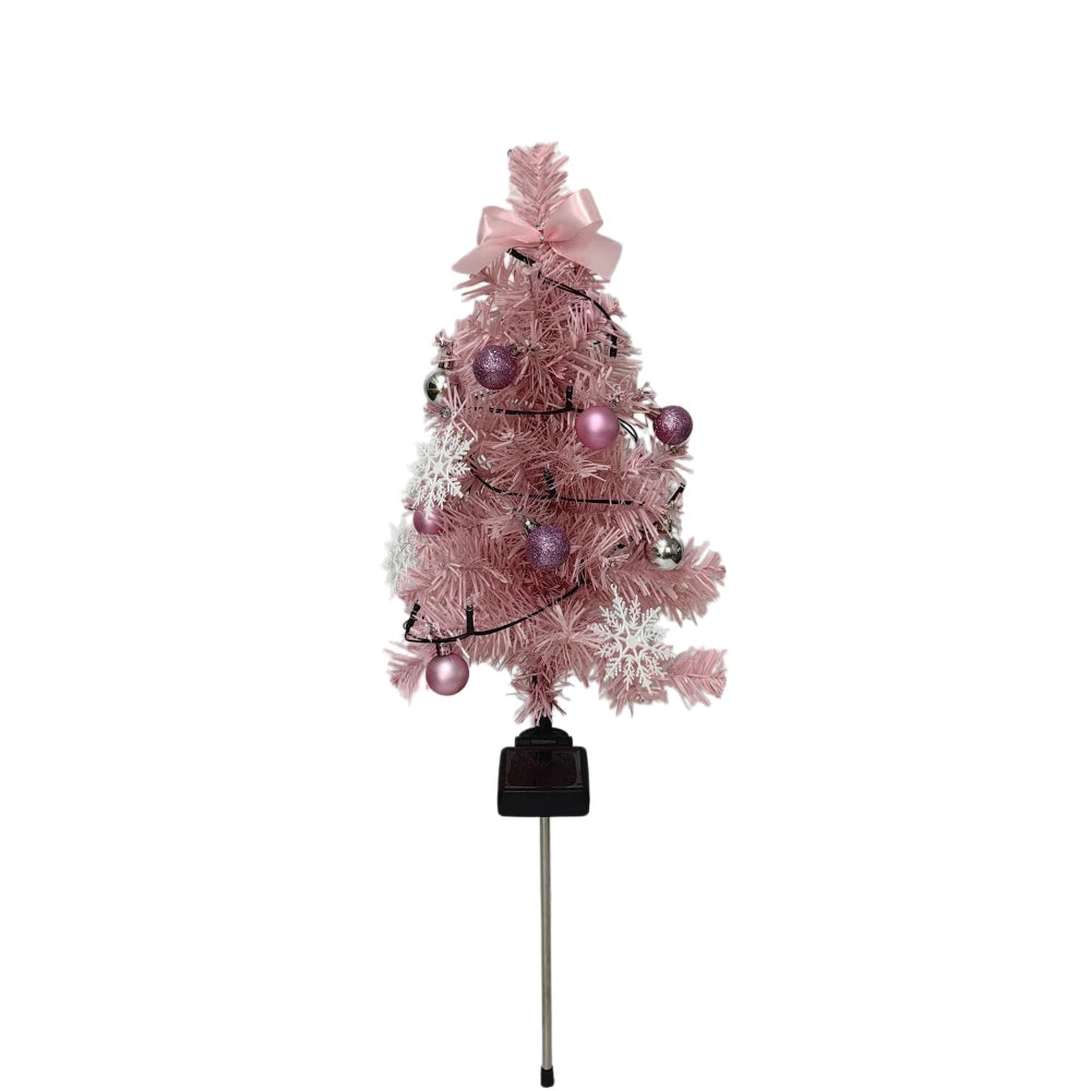 Solar Christmas Tree Outdoor Christmas Decorations Waterproof Solar Christmas Lights for Yard Front Porch Pathway Grave Decor
