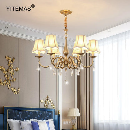 Crystal Chandelier With Lamp Shade For Living Room Gold Chandeliers Bedroom Farmhouse Church Pendant Lights Dining Room Light