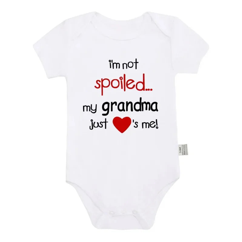 I'm Not Spoiled My Grandma Loves Me Baby Romper Crawling Clothes Triangle Onesies Newborn Baby Clothes Onesies for Babies
