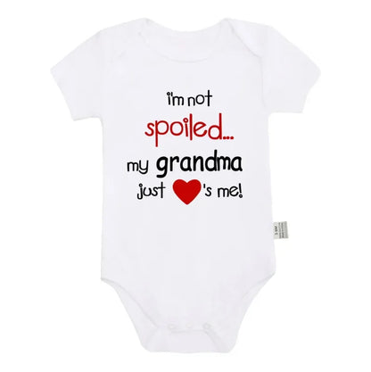 I'm Not Spoiled My Grandma Loves Me Baby Romper Crawling Clothes Triangle Onesies Newborn Baby Clothes Onesies for Babies