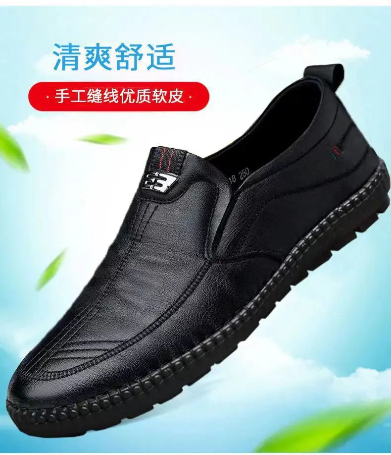 Mens PU Leather Loafers Non Slip Walking Flats Breathable Outdoor Slip on Casual Shoes for Male Work Office Driving Sneakers2
