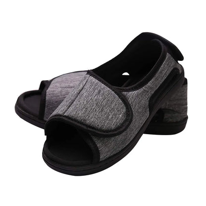 Hook and Loop Fastener Shoes Adjustable Edema House Shoes Breathable Wide Open Toe Sandals Non-Slip for Indoor Outdoor
